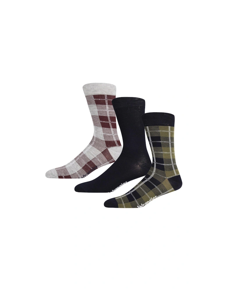 3-Pack Tartan Check Crew Socks - Multi