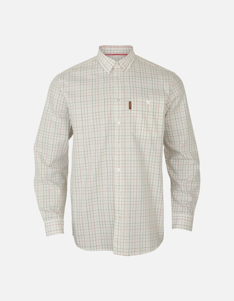 Härkila Men's Allerston Long Sleeve Shirt Bloodstone Red/White