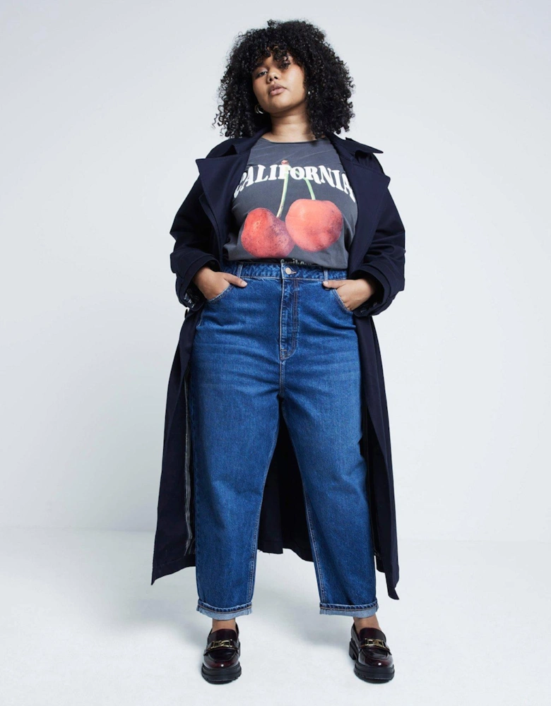 High Rise Sculpted Mom Jeans - Dark Denim - Blue