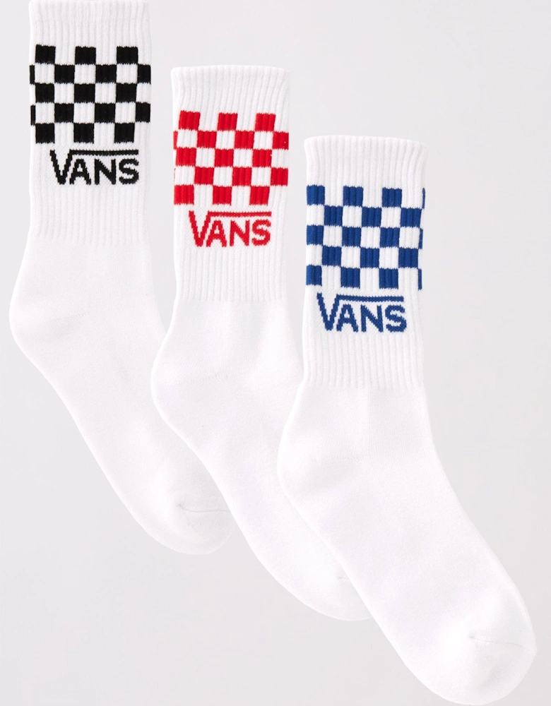 Kids 3 Pack Drop V Classic Check Crew Sock - Multi