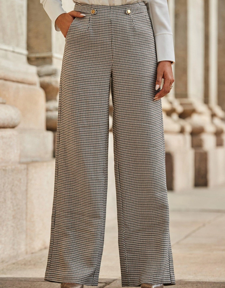 Heritage Check Wide Leg Trouser - Brown