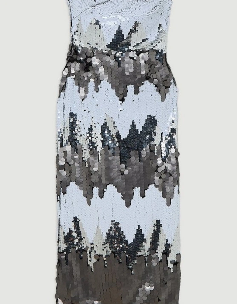 Disc Sequin Bandeau Woven Midi Dress