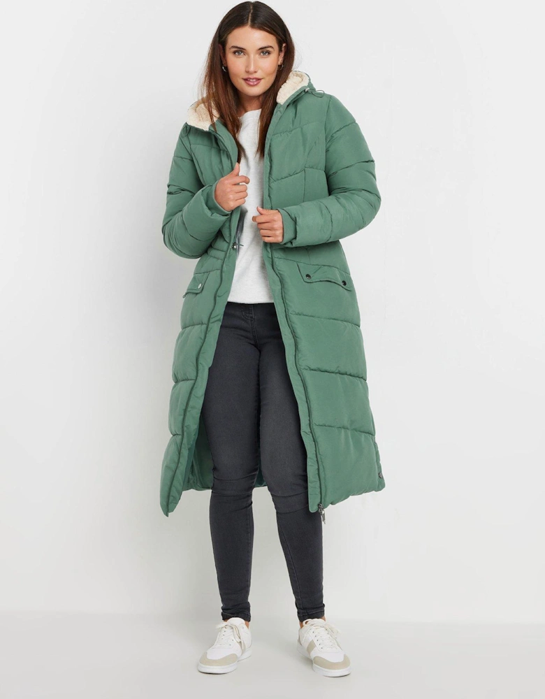 Tall Borg Hooded Midi Padded Coat