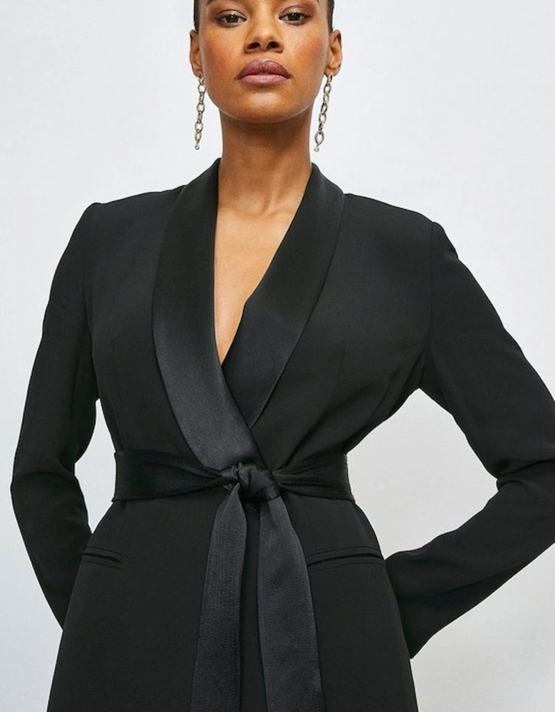 Tailored Tuxedo Wrap Mini Dress