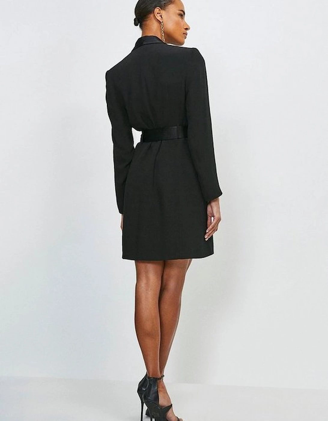 Tailored Tuxedo Wrap Mini Dress