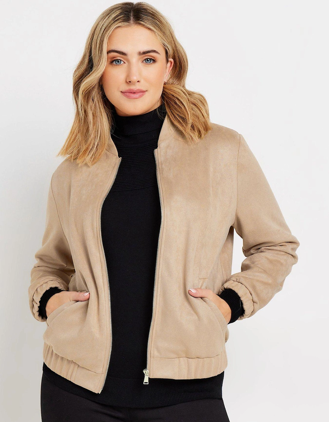 Suede Bomber Jacket - Natural, 2 of 1