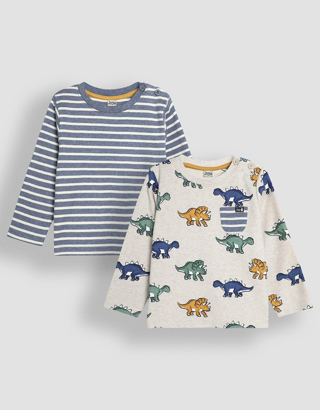 Boys 2-Pack Dinosaur Print & Stripe Tops - Beige, 4 of 3