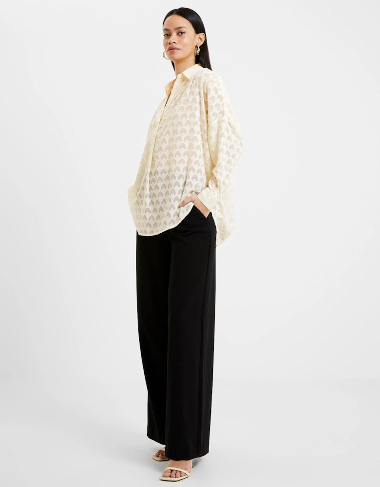 Popover Shirt With Long Cuffed Sleeves - Cream