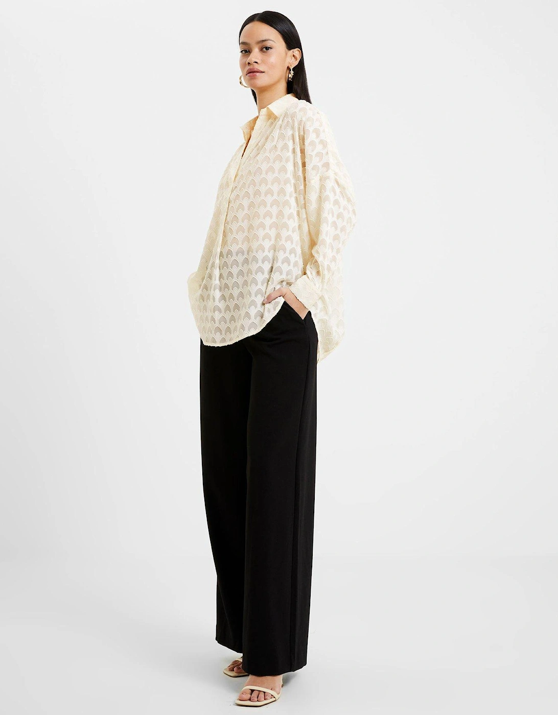 Popover Shirt With Long Cuffed Sleeves - Cream, 2 of 1