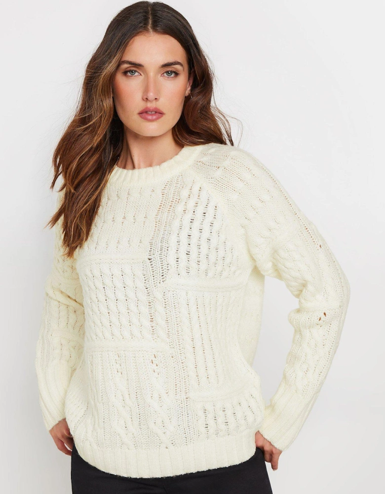 Patchwork Cable Jumper - Ivory