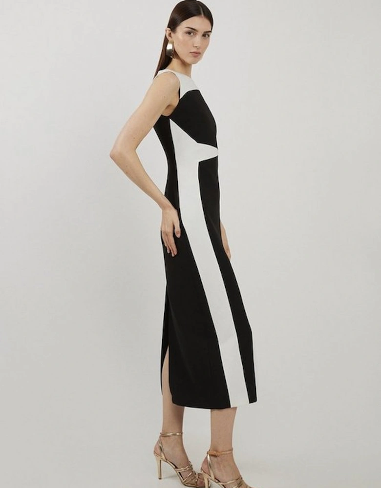 Clean Tailored Colour Block Pencil Midi Dress