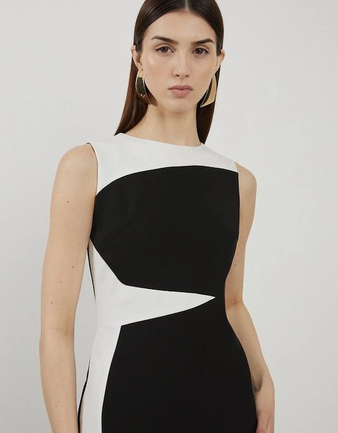 Clean Tailored Colour Block Pencil Midi Dress