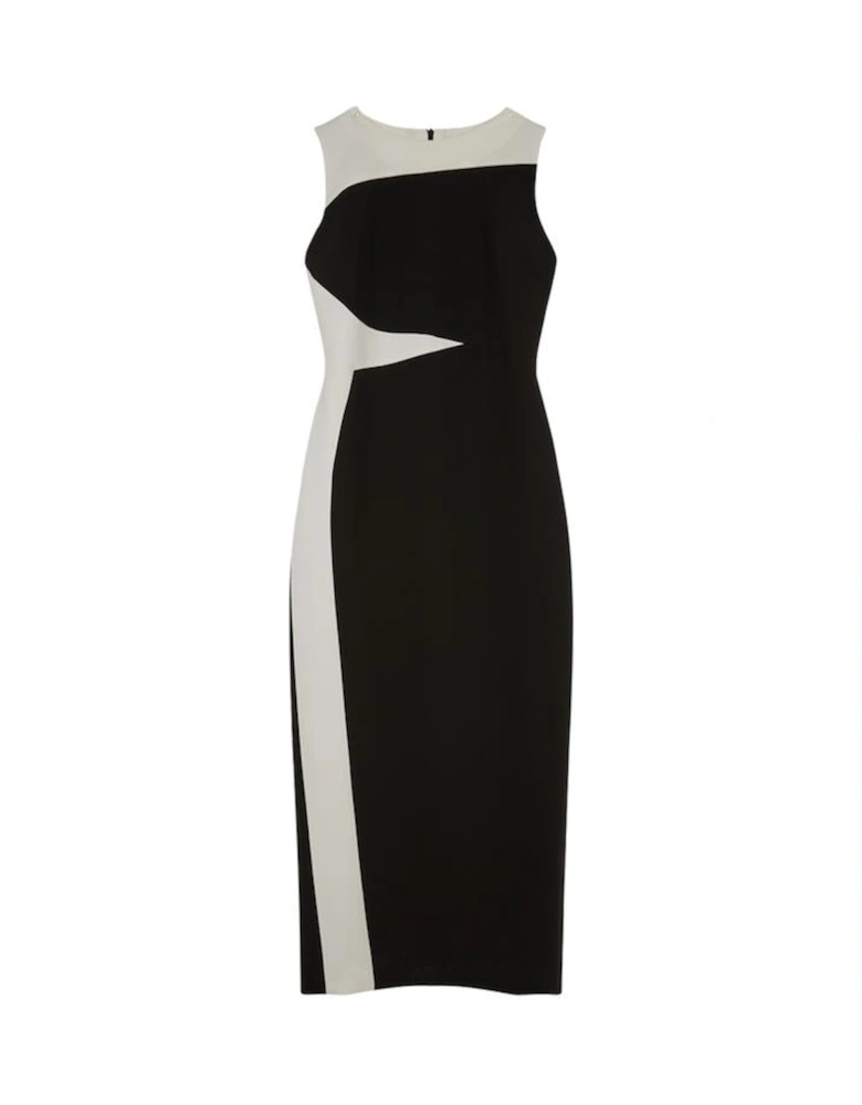 Clean Tailored Colour Block Pencil Midi Dress