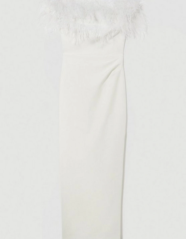 Petite Feather Bardot Stretch Crepe Maxi Dress