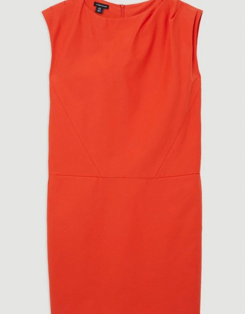 Tailored Pleat Neck Pocket Detail Midi Dress