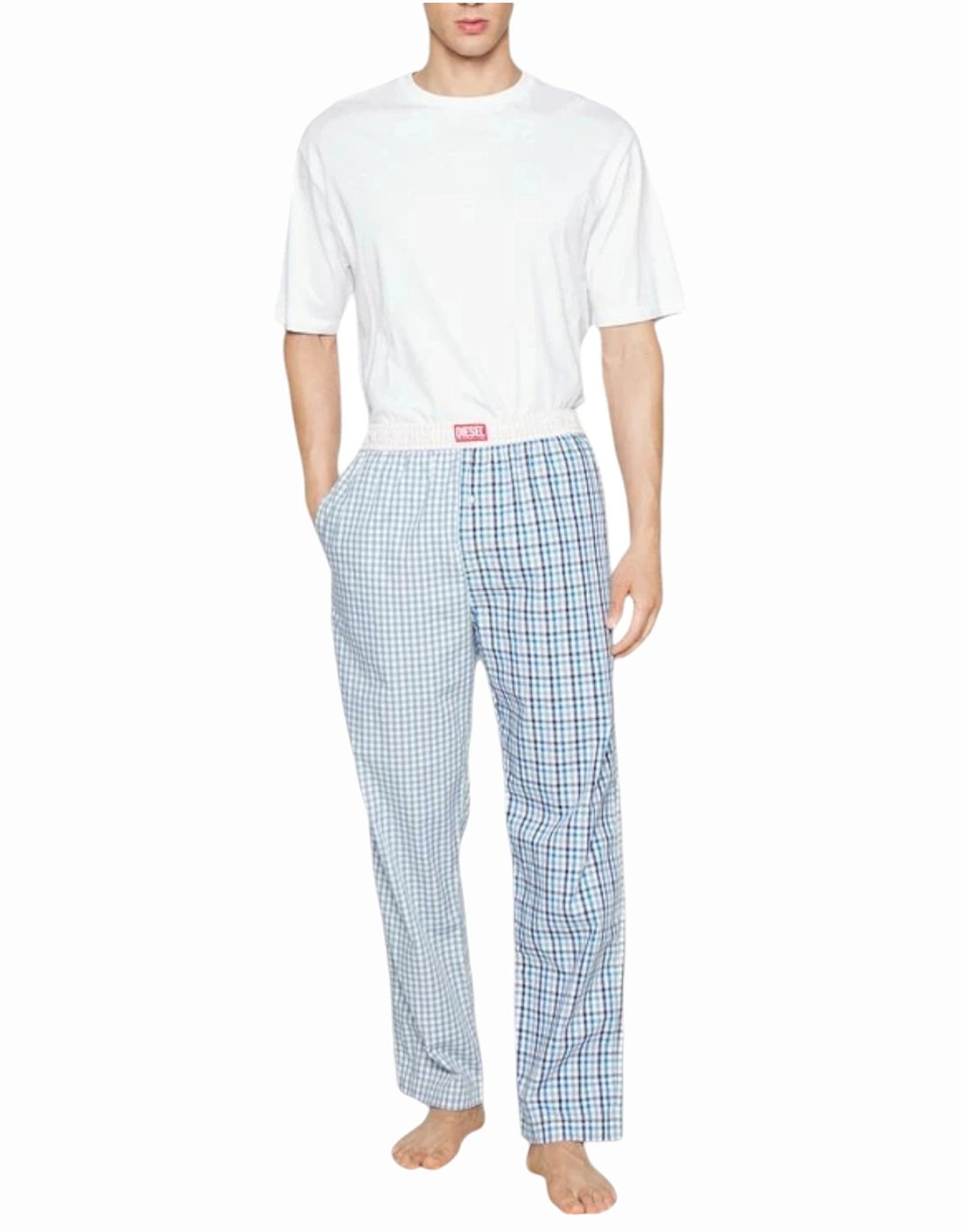 Diese Derik Mens Pyjama Bottoms Cotton Woven Loungewear Check Striped Sleepwear