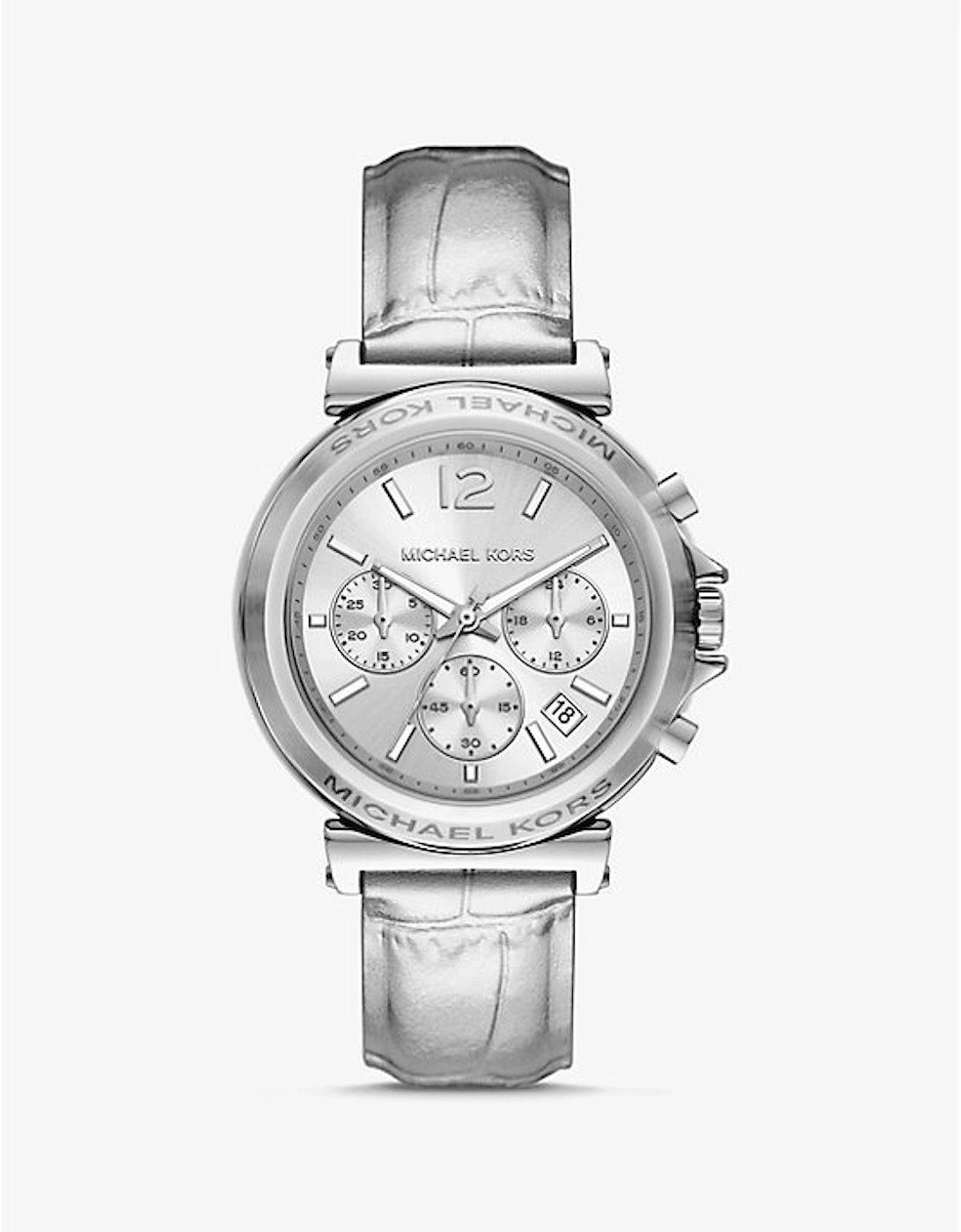 Maren Silver-Tone and Crocodile Embossed Leather Watch, 5 of 4