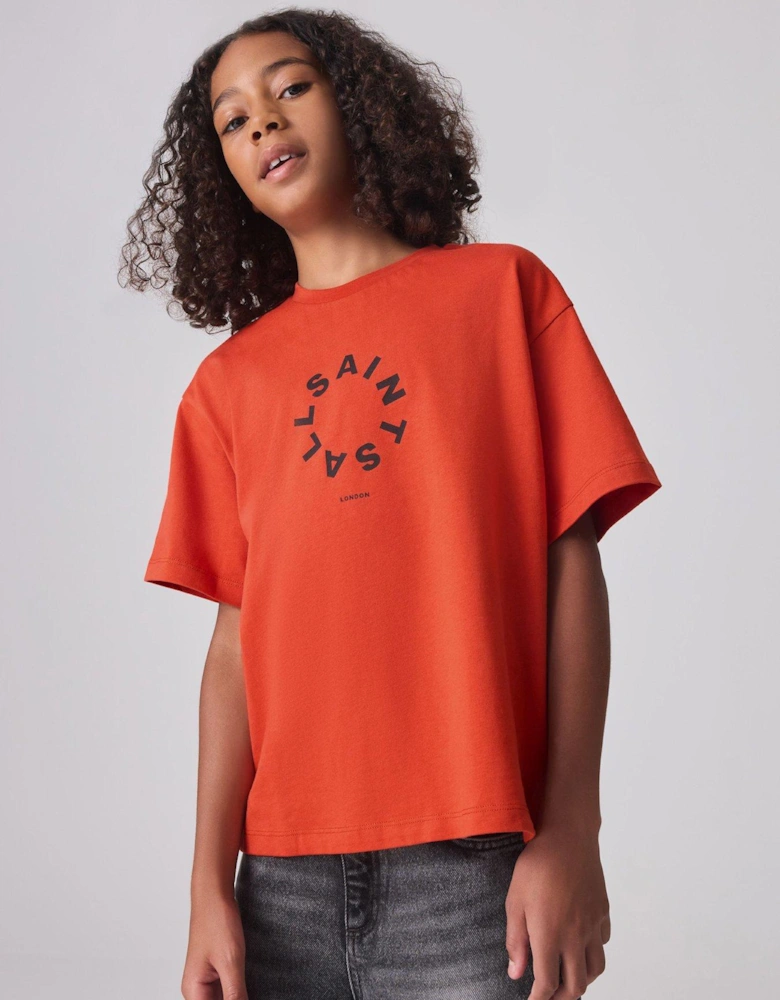 All Saints Kids Tierra Logo Short Sleeve T-Shirt - Red