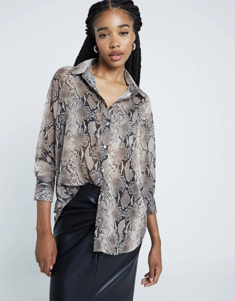 Snake Print Shirt - Beige