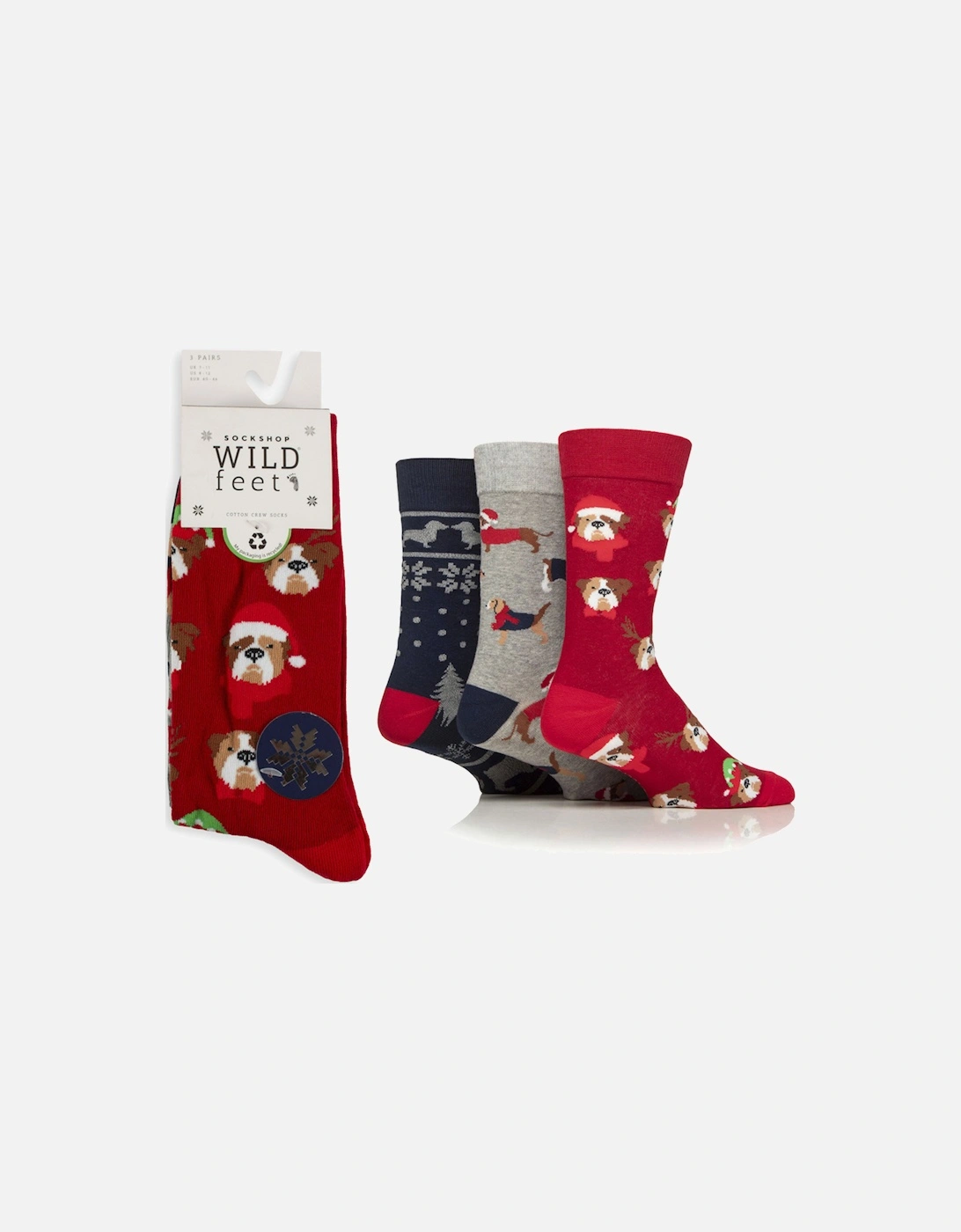 Wild Feet 3-Pack Hanging Gift Dogs in Christmas Hats, 2 of 1