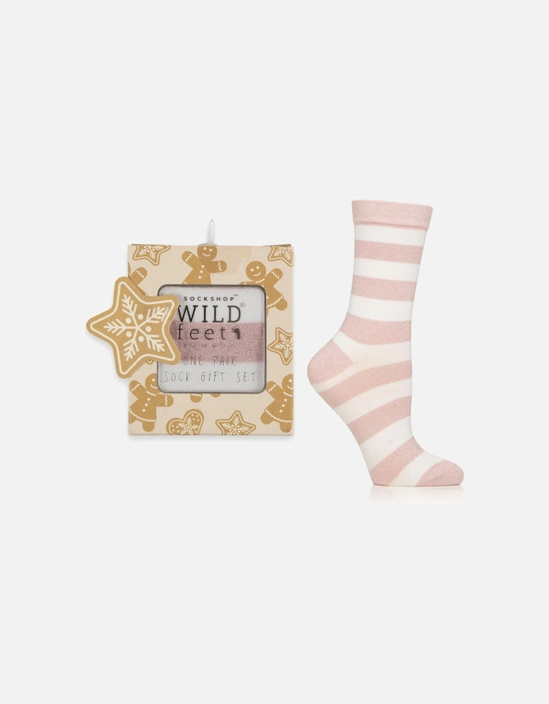 Wild Feet 1-Pack Gift Box Gingerbread Craft Drawer Pink Lurex/White Stripe