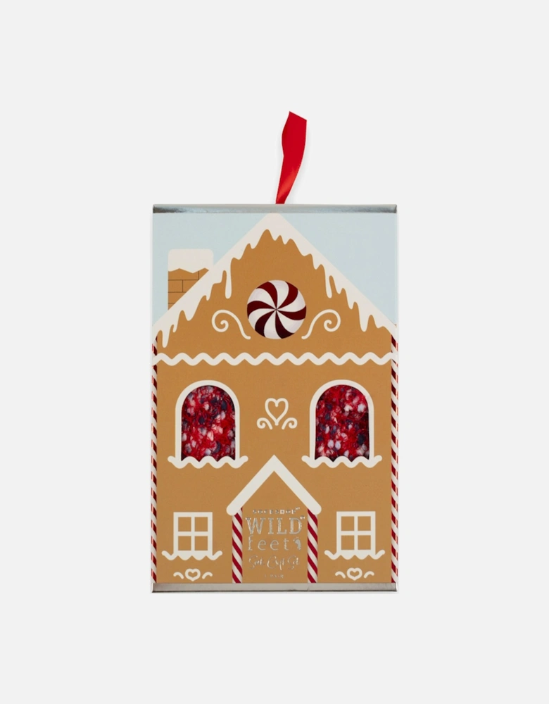 Wild Feet Popcorn Bed Sock Gingerbread House Box Red