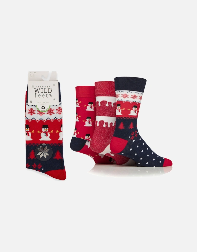 Wild Feet 3-Pack Hanging Gift Red with Snowmen