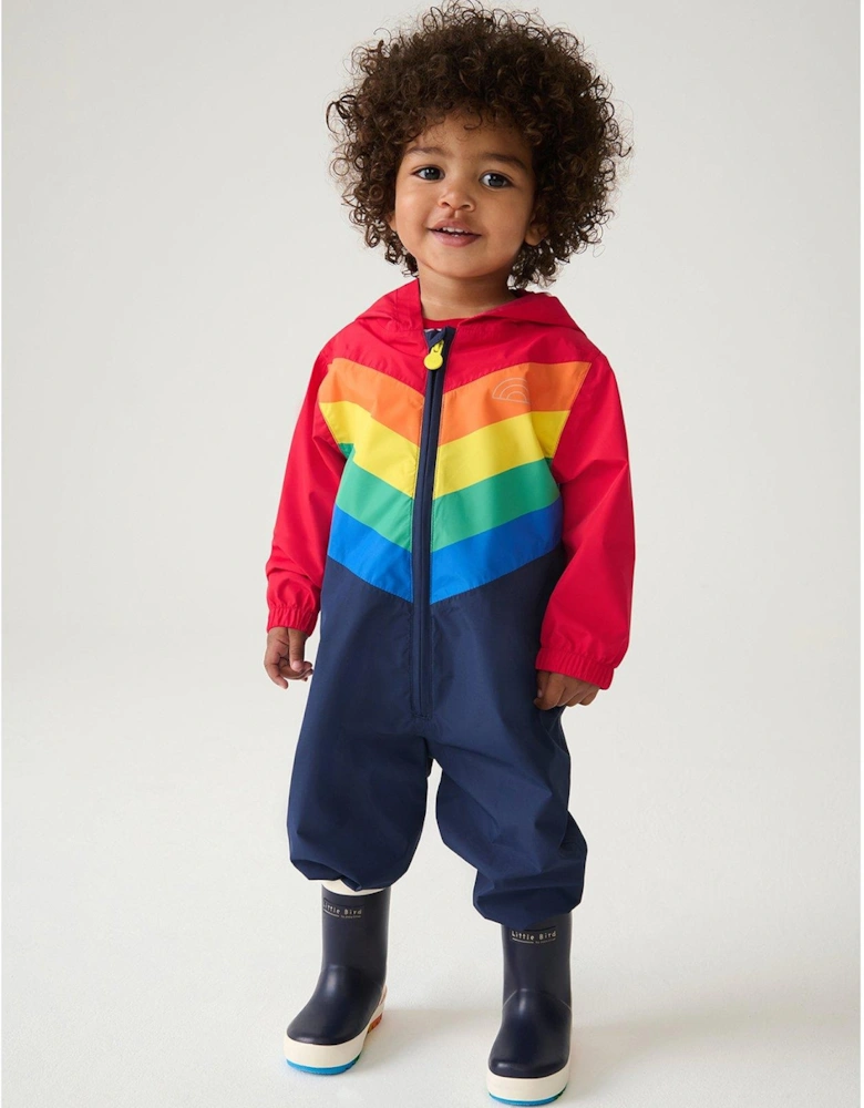 Little BirdKids Chevron Rainbow Puddlesuit - Multi