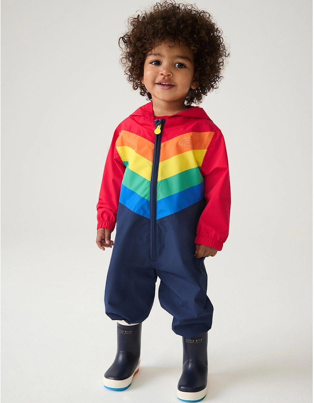 Little BirdKids Chevron Rainbow Puddlesuit - Multi, 6 of 5