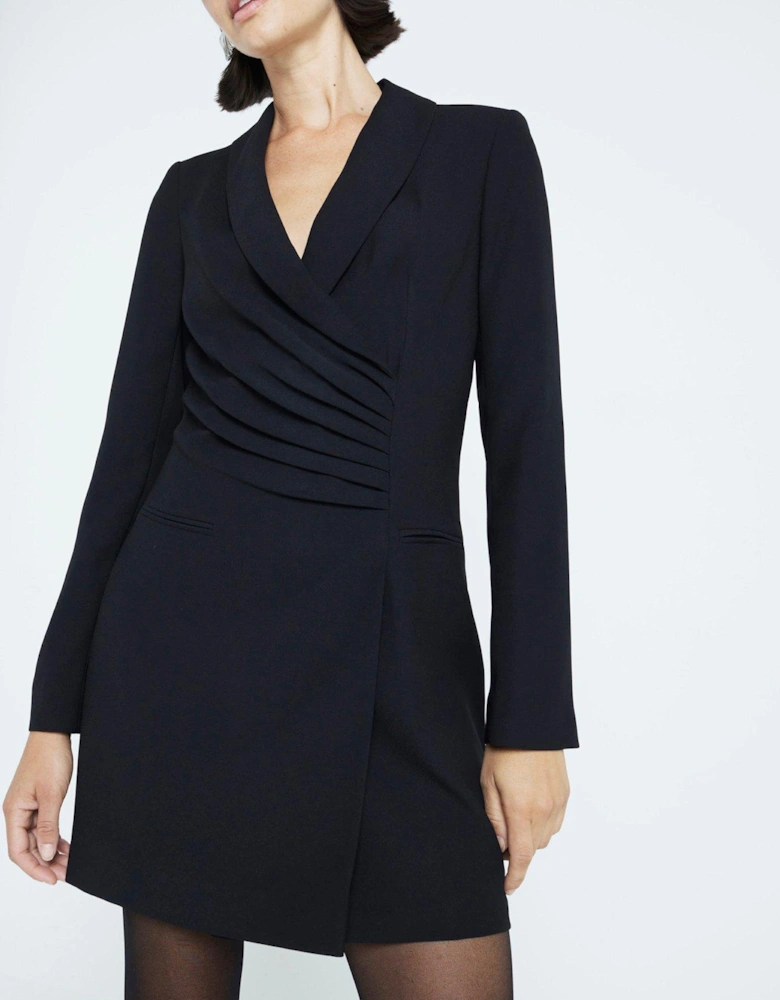 Ruched Blazer Dress - Black