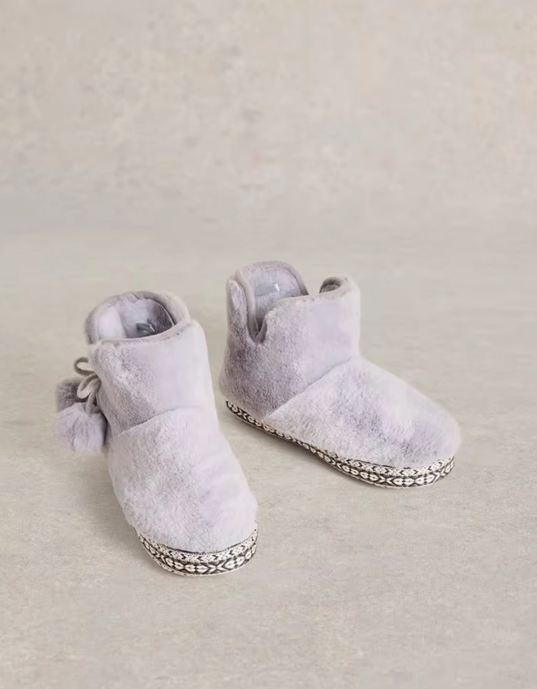 Women's Faux Fur Bootie Slipper Mid Grey