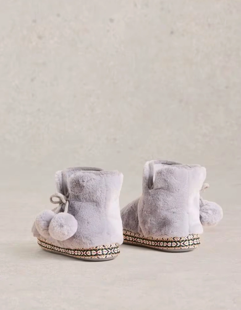 Women's Faux Fur Bootie Slipper Mid Grey