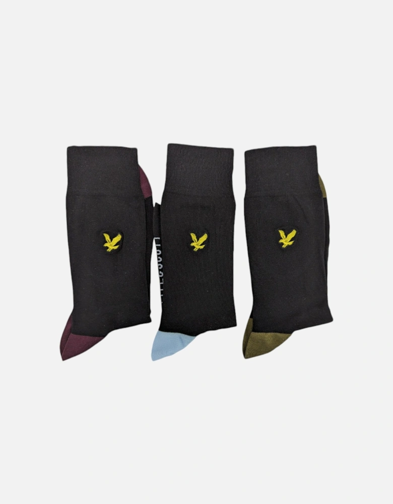 Kenndey Mens Socks 3 Pack Black Cotton Work Sport Boot Socks 7-11