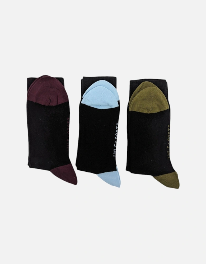 Kenndey Mens Socks 3 Pack Black Cotton Work Sport Boot Socks 7-11
