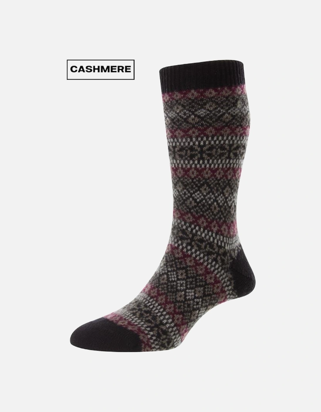 Men's Sherborne Fair Isle Cashmere Sock, 2 of 1