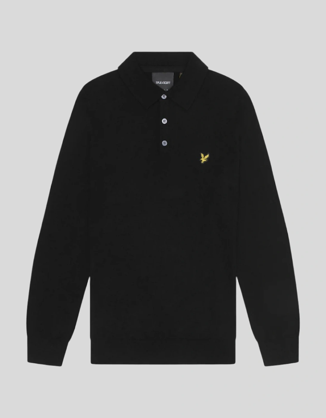 Cotton Merino Long Sleeve Knitted Polo Shirt