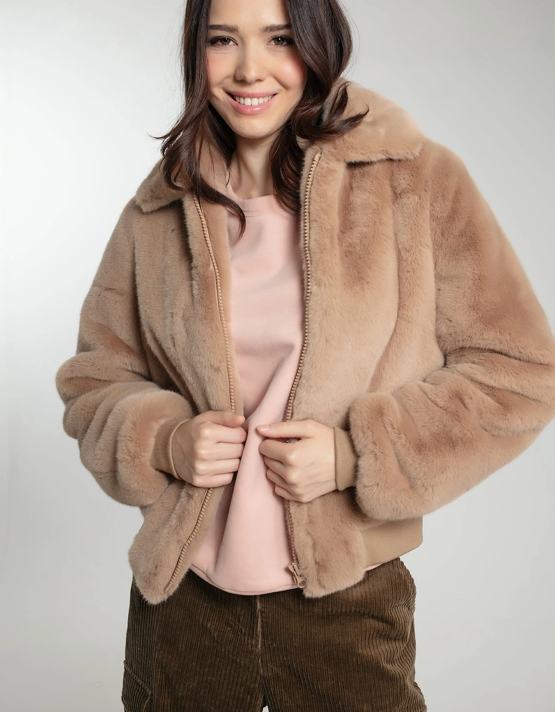 BEATRIX FAUX FUR BOMBER IN CAMEL, 3 of 2