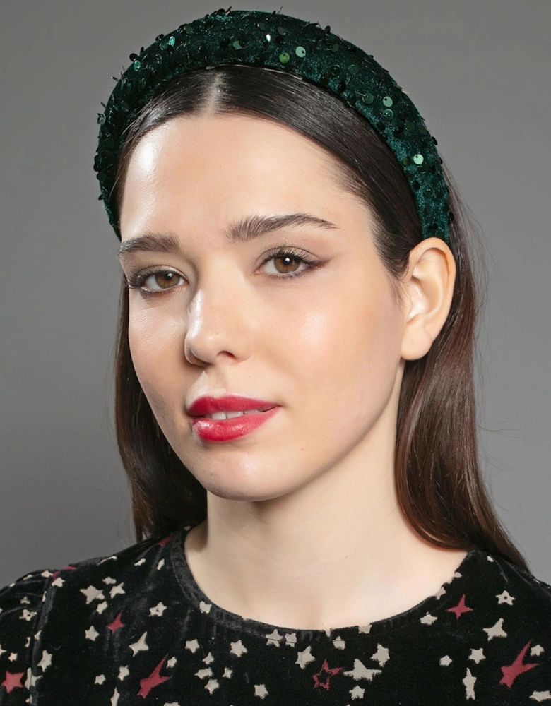 ALBION SEQUIN HEADBAND-GREEN