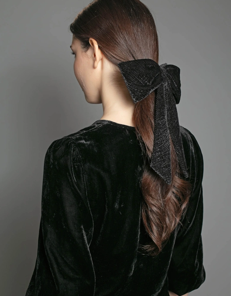 CRINKLE VELVET BOW BLACK