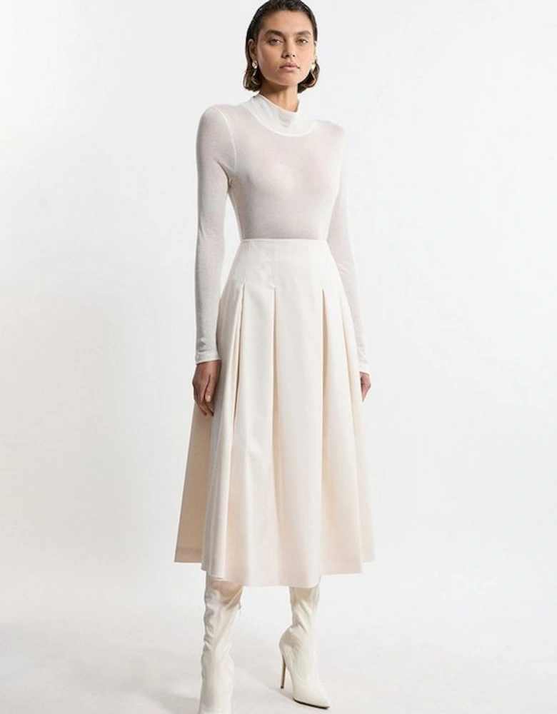 Tailored Twill Full Midi Skirt