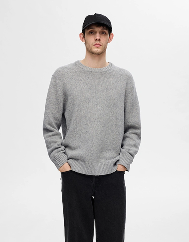 Homme Cody Long Sleeve Relaxed Crew Neck Jumper Light Grey