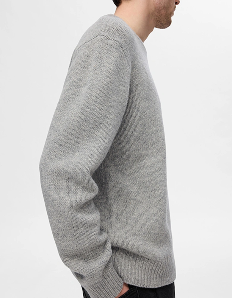 Homme Cody Long Sleeve Relaxed Crew Neck Jumper Light Grey