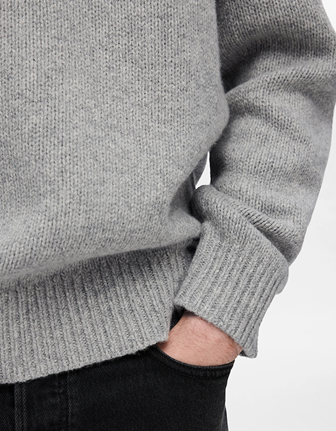 Homme Cody Long Sleeve Relaxed Crew Neck Jumper Light Grey