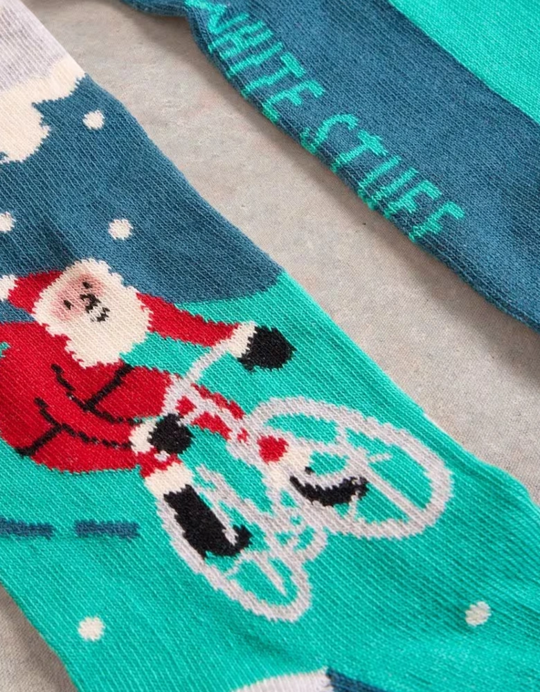 Men's Cycling Santa In A Cracker Socks Teal Multi