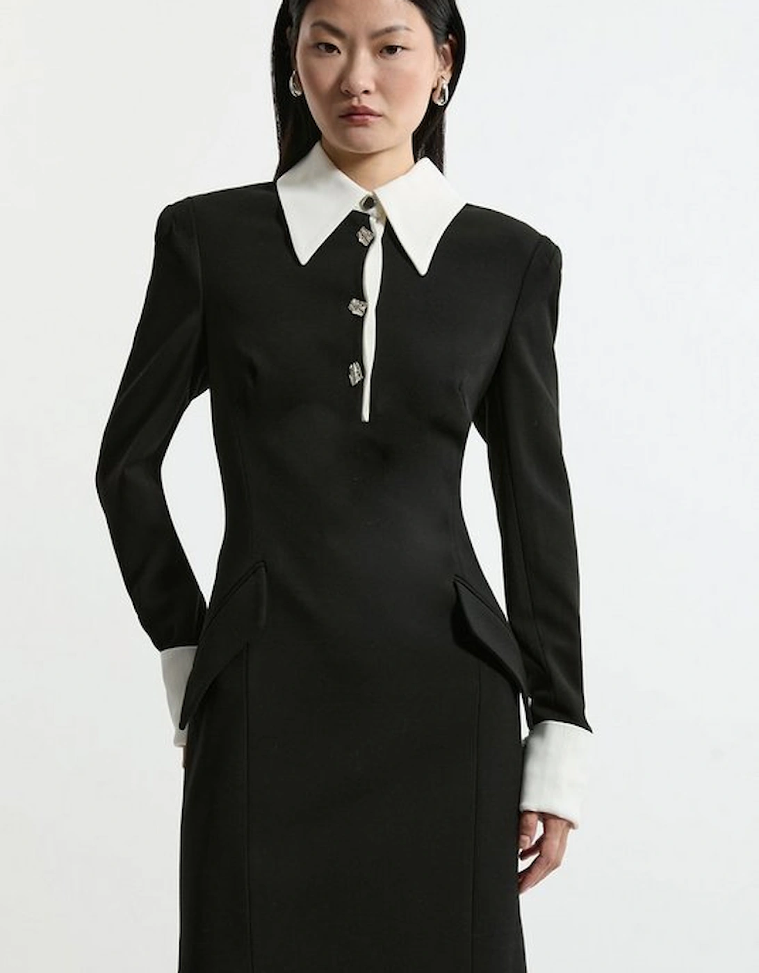 Tall Tailored Crepe Mini Shirt Dress, 4 of 3