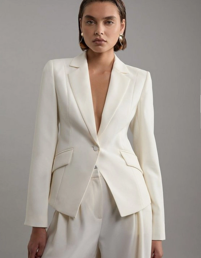 Petite Tailored Crepe Single Breasted Blazer Jacket