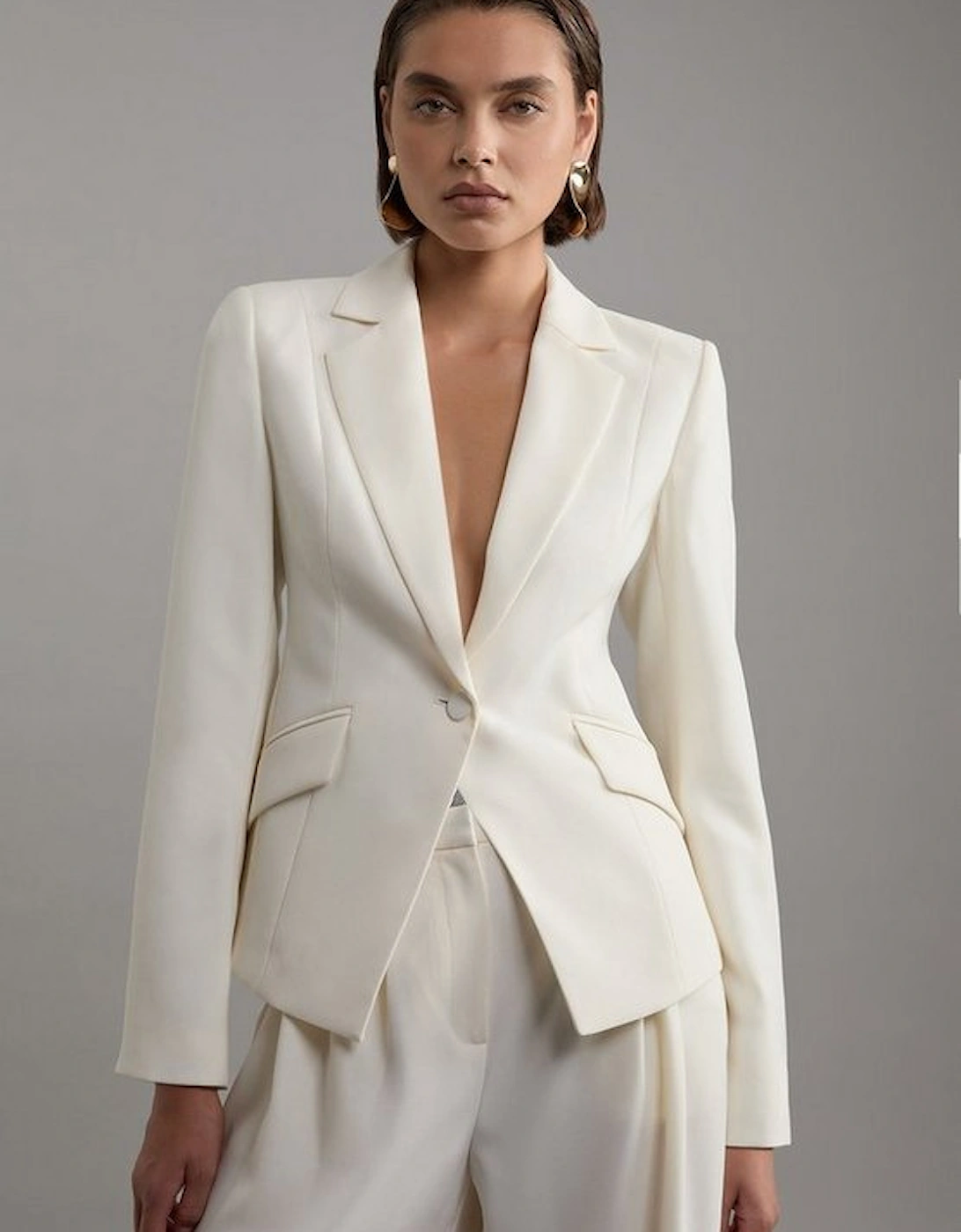 Petite Tailored Crepe Single Breasted Blazer Jacket, 4 of 3