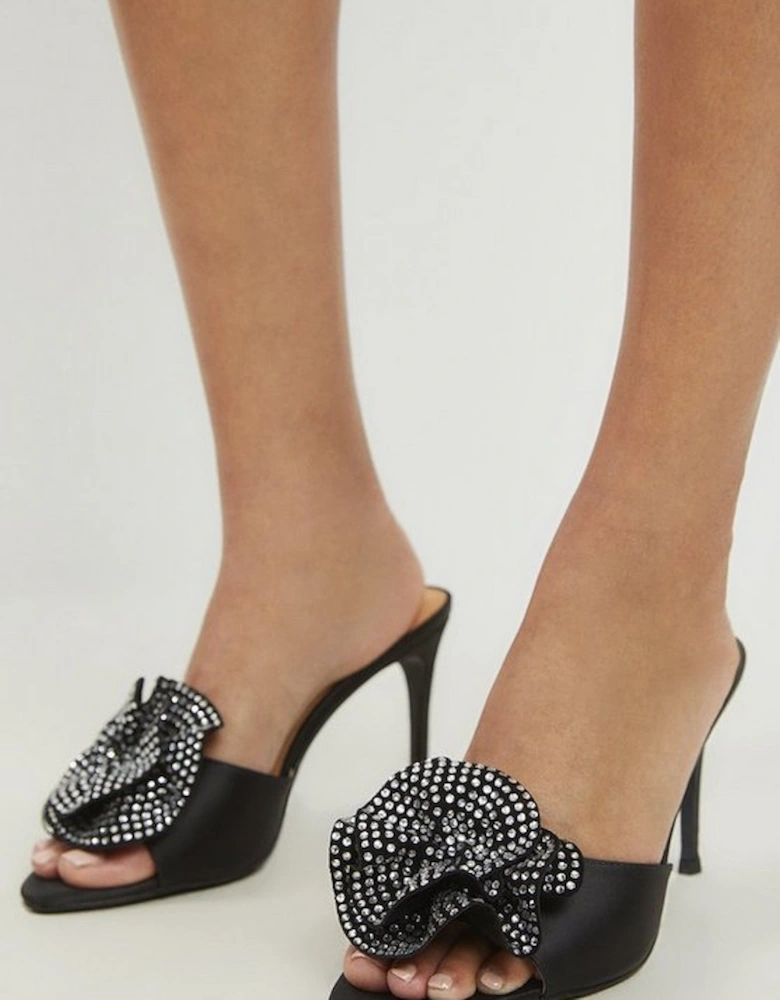 Flower Corsage Stiletto Heel Mule