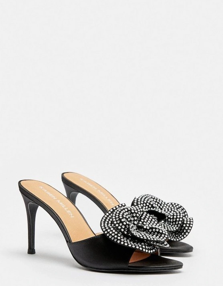 Flower Corsage Stiletto Heel Mule