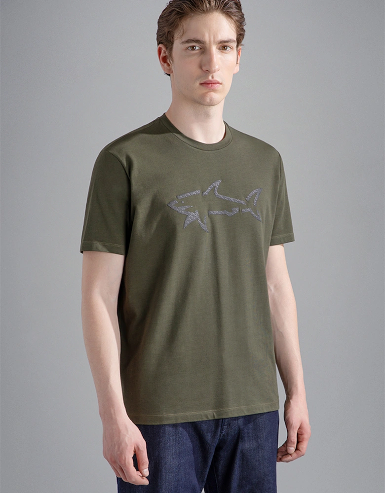 Men's Cotton Jersey T-Shirt with Printed Sharks